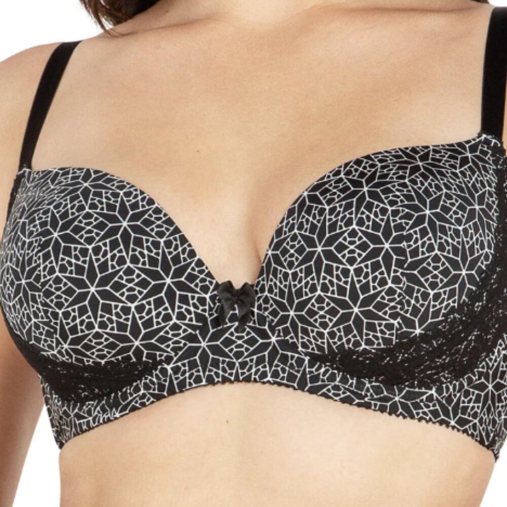 PARFAIT Casey 2801 Wired Padded Plunge Seamless T-shirt Bra - Mosaic Black